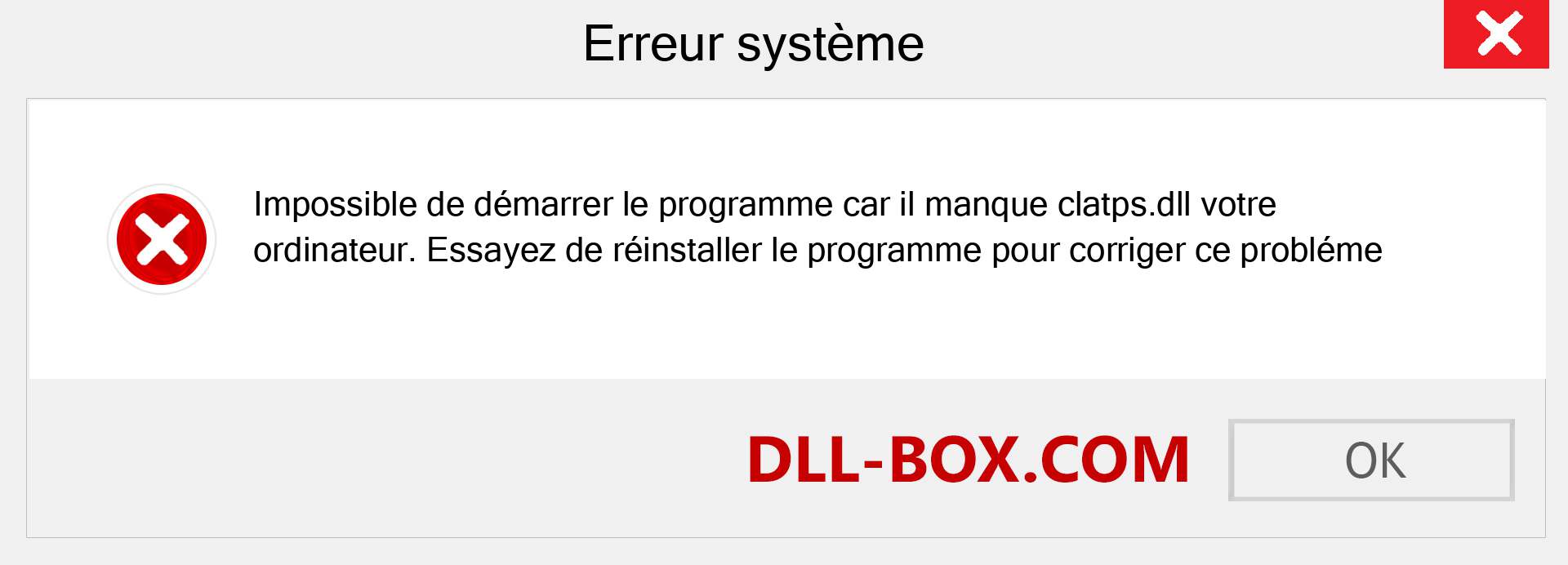 Le fichier clatps.dll est manquant ?. Télécharger pour Windows 7, 8, 10 - Correction de l'erreur manquante clatps dll sur Windows, photos, images