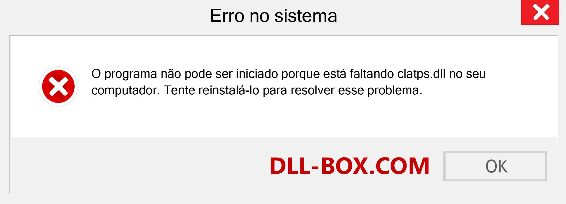 Arquivo clatps.dll ausente ?. Download para Windows 7, 8, 10 - Correção de erro ausente clatps dll no Windows, fotos, imagens