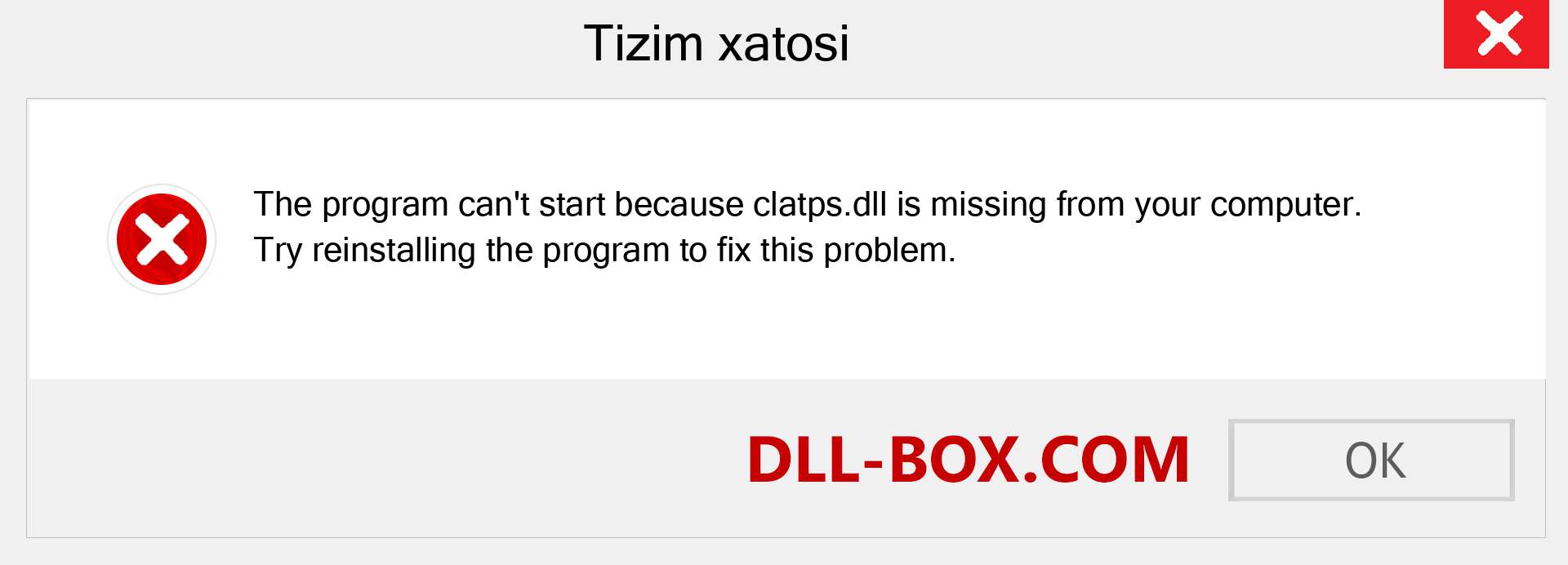 clatps.dll fayli yo'qolganmi?. Windows 7, 8, 10 uchun yuklab olish - Windowsda clatps dll etishmayotgan xatoni tuzating, rasmlar, rasmlar